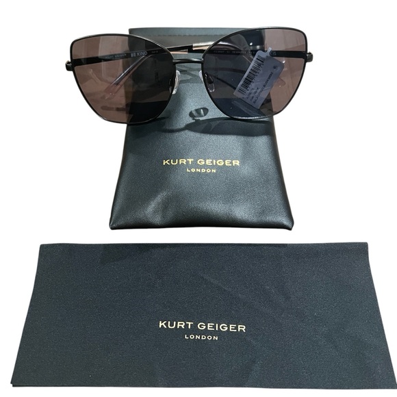 NWT KURT GEIGER BLACK CRYSTAL WIRE AVIATORS NEW IN CASE WITH TAGS - Picture 1 of 8